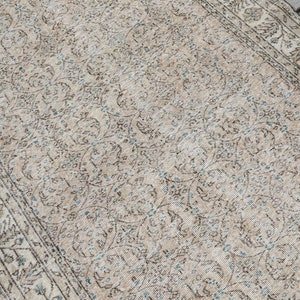 5x8 Beige Turkish Rug, Handmade Wool Cotton Blend