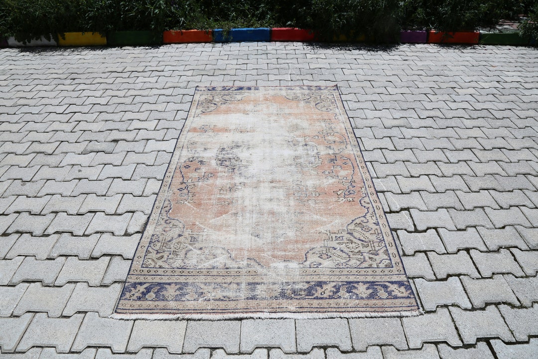 4x7 ヴィンテージ トルコ絨毯、手織りウール、落ち着いた色合い - Etsy