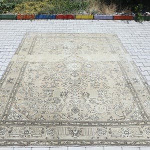 8x11 Persian Rug, Oversize Rug, Orintal Rug, 8x11 Turkish Rug, Handmade Rug, Vintage Rug 8x11, Neutral Wool Vintage Rug, Neutral Rug 8x11