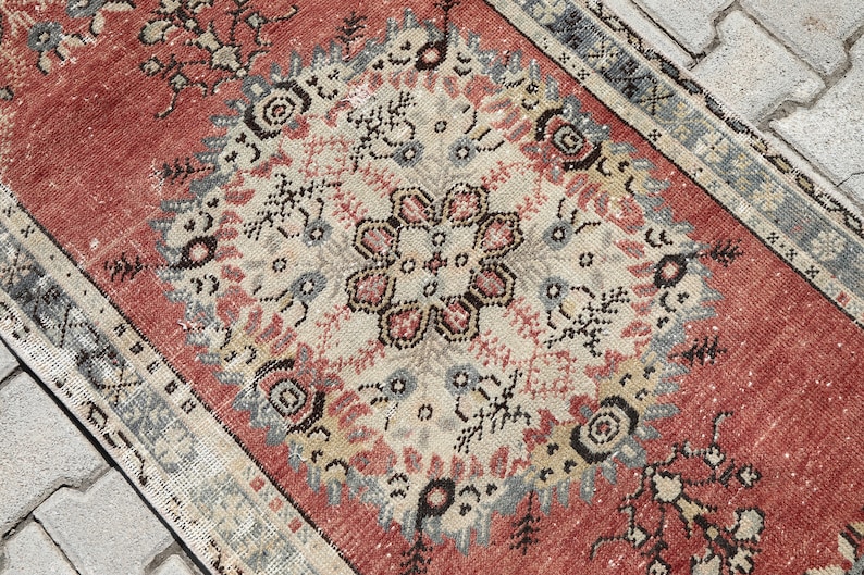 3x6 Runner Rug, 3x6 Turkish Runner, 3x6 Vintage Runner, Small Oushak