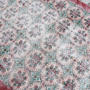 6x9 Turkish Rug, Vintage Rug 6x9, 6x9 Rug, Large Rug, Area Rug 6x9, Handmade Wool Rug, Floral Rug, Oushak Rug 6x9, Faded, Muted, Rug, 6x9
