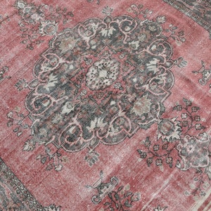 7x10 Pink Gray Turkish Rug, Home Decor Rug, 7x10 Handmade Wool Rug, Neutral Rug, Entry, Living room, Bedroom, Kids Rug, 7x10 Pink Gift Rug