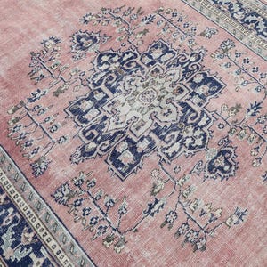 8x11 Red Blue Rug, Oversize Rug, Vintage Rug, 8x11 Vintage Rug, Turkish Rug 8x11, Large Area Rug,8x11 Oushak Rug, Faded Rug, Muted Colors
