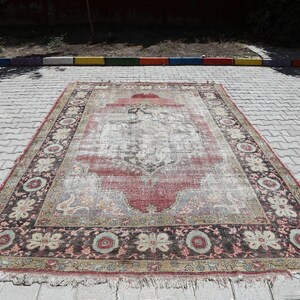 8x12 Persian Rug, Oversize Red Rug 8x12, Turkish Rug 8x12, Vintage Rug 8x12, Oushak Rug 8x12, Handmade Rug, Muted Rug, Modern Rug, Heriz Rug
