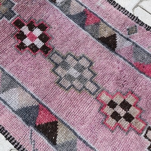 3x13 Purple Pink Turkish Runner, Herki Runner Rug, Boho Decor Runner, Bohemian Runner, OushakRunner, 3x13 Hallway Runner, 3x13 Runner,Gift