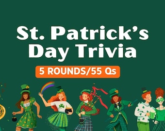 ST. PATRICK'S DAY Trivia Game | Instant Download | 5 Rounds, 55 Questions | Powerpoint | Game Night | Irish Trivia | Party Game