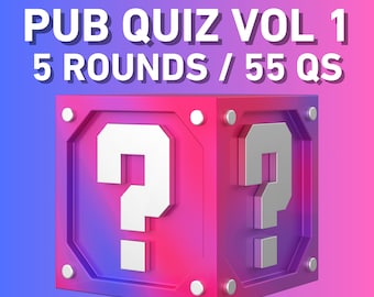 PUB QUIZ TRIVIA Vol 1 Trivia Game | Instant Download | 5 Rounds, 55 Questions | Powerpoint | Game Night | Party Game