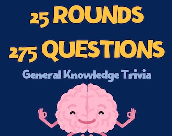 GENERAL KNOWLEDGE Trivia Game | Instant Download | 25 Rounds, 275 Questions | Powerpoint | Game Night | Pub Quiz Trivia | Party Game