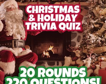 CHRISTMAS & HOLIDAYS Trivia Game | Instant Download | 20 Rounds, 220 Questions | Powerpoint | Game Night | Pub Quiz Trivia | Party Game