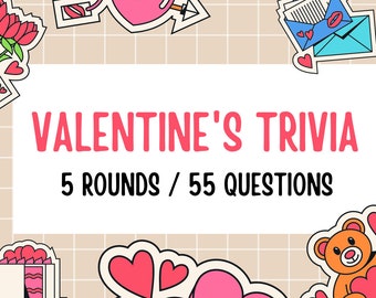 VALENTINE'S TRIVIA Game | Instant Download | 5 Rounds, 55 Questions | Powerpoint | Game Night | Valentine | Love | Pub Quiz | Party Game