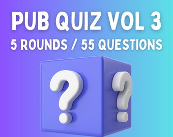 PUB QUIZ TRIVIA Vol 3 Trivia Game | Instant Download | 5 Rounds, 55 Questions | Powerpoint | Game Night | Party Game