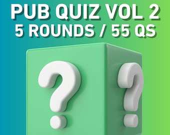 PUB QUIZ TRIVIA Vol 2 Trivia Game | Instant Download | 5 Rounds, 55 Questions | Powerpoint | Game Night | Party Game