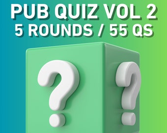 PUB QUIZ TRIVIA Vol 2 Trivia Game | Instant Download | 5 Rounds, 55 Questions | Powerpoint | Game Night | Party Game