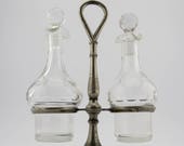 Vintage Oil and Vinegar Crystal Glass Cruet Decanter Set