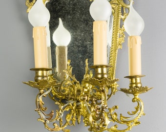 Mirrored Girandole or Wall Sconce in Rococo Style