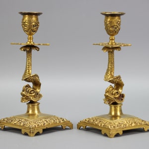 Bronze Candlesticks with Dolphins