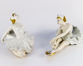 Par ballerinafigurer i porslin