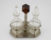 Vintage Art Deco Oil and Vinegar Crystal Glass Cruet Decanter Set