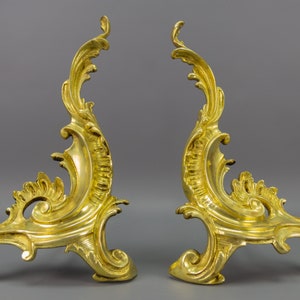 Rococo Style Gilt Bronze Firedogs