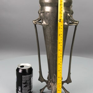 Art Nouveau Pewter Vase with Plant Motifs, Early 20th Century