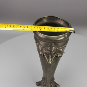 Art Nouveau Pewter Vase with Plant Motifs, Early 20th Century
