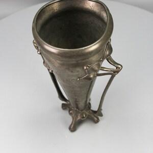 Art Nouveau Pewter Vase with Plant Motifs, Early 20th Century