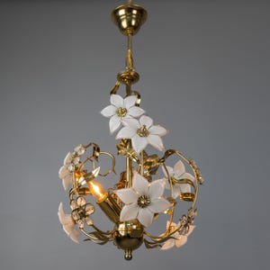 White Murano Glass Flower Chandelier