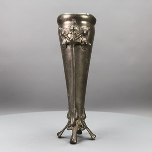 Art Nouveau Pewter Vase with Plant Motifs, Early 20th Century