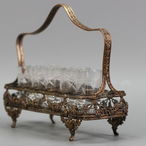Art Nouveau Glasses and Basket Serving Set