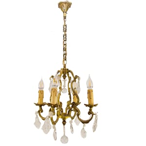 Rococo Chandelier Bronze and Crystal