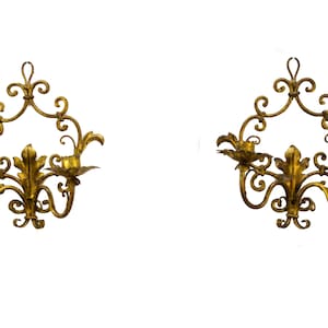 Goldene Hollywood Regency Stil Kerzen-Wandleuchten
