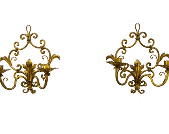 Hollywood Regency Candle Sconces, Set of 2