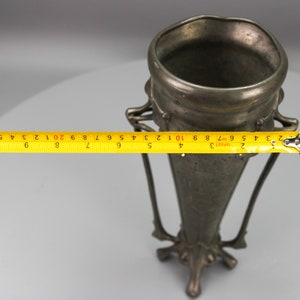Art Nouveau Pewter Vase with Plant Motifs, Early 20th Century
