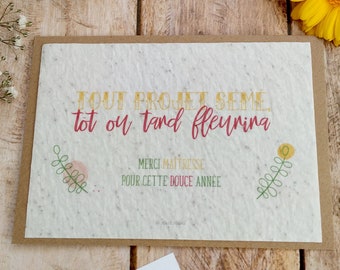 Master gift, Master planting card, Master sowing card, Master end of year gift, Flower card