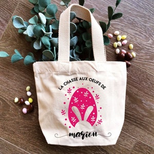 Personalisierte Ostertasche Vorname, wiederverwendbarer Stoffkorb für die Ostereiersuche