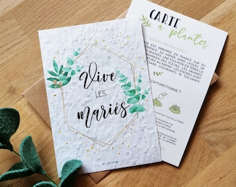 Tarjeta para plantar Viva los novios para regalo de boda