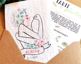 Cadeau Saint Valentin carte à planter je t'aime à personnaliser