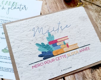 Cadeau maître, Merci maître, Carte à planter maître, Cadeau fin d'année maîtres, Carte à fleurs