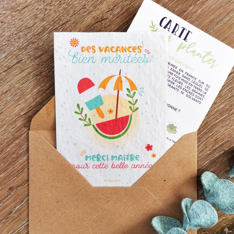 Carte à planter merci maître cadeau de fin d'année image 1
