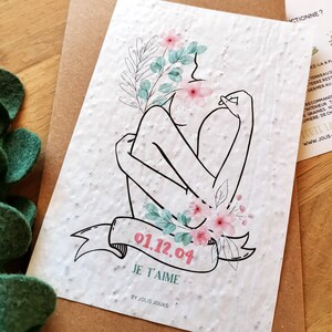 Cadeau Saint Valentin carte à planter je t'aime à personnaliser
