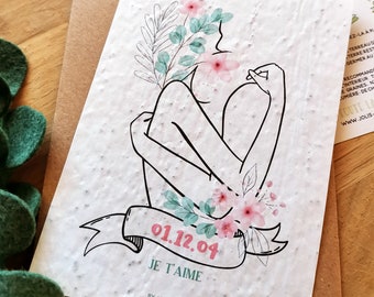 Cadeau Saint Valentin carte à planter je t'aime à personnaliser
