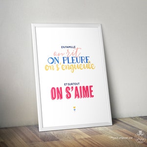 Family quote poster to decorate the living room with humor
