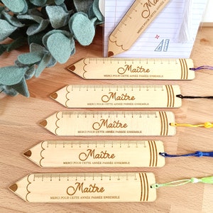 Gift for the teacher wooden bookmark and ruler