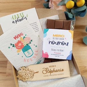 Coffret cadeau original pour nounou avec marque page personnalisé