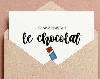 Cadeau Saint Valentin carte postale amour humour chocolat