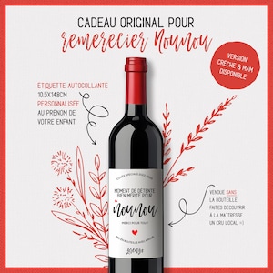 Origineel nanny cadeau, gepersonaliseerd wijnflesetiket