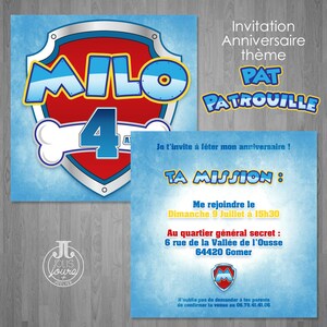 Pat Patrouille Invitation Fete D Anniversaire Garcon Etsy Australia