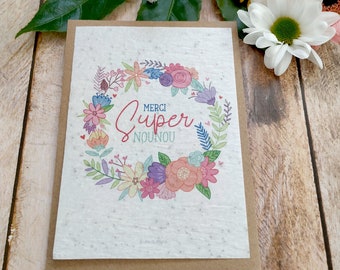 Presente de babá, Cartão de plantio de babá, Cartão de plantio de babá, Presente de fim de contrato de babá, Cartão de flores