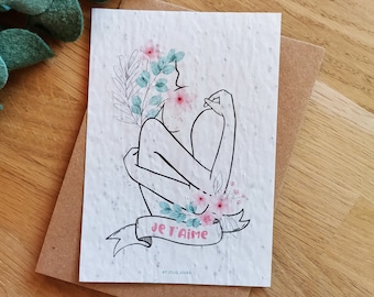 Cadeau Saint Valentin carte à planter je t'aime couple
