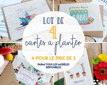 Carte à planter • Lot de cartes à planter • 4 cartes à planter